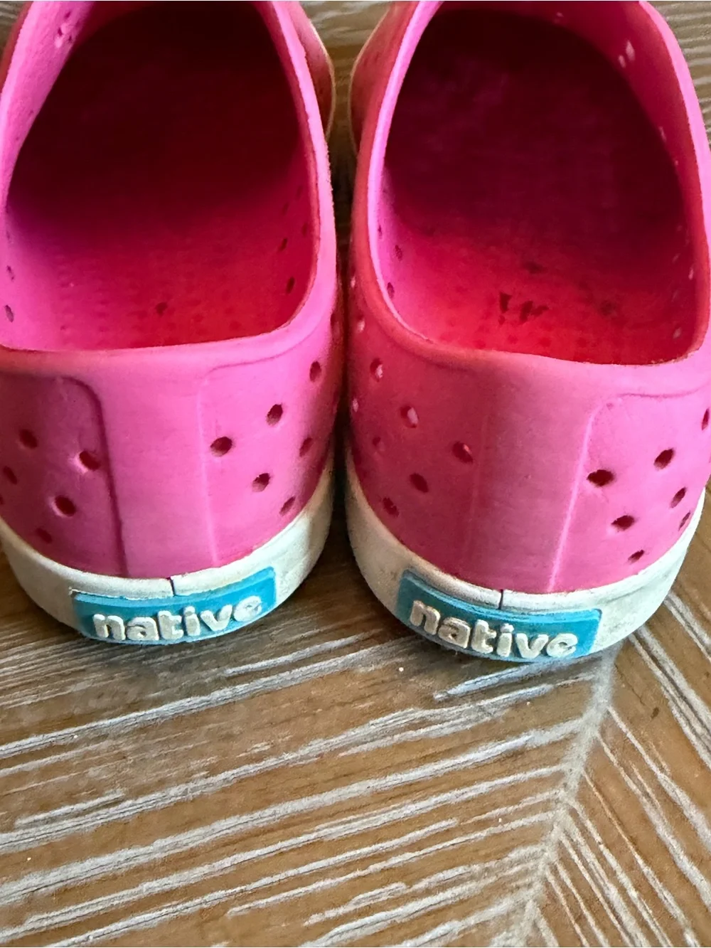 Native Pink Slip-Ons  with White Toe Caps - Girls 11